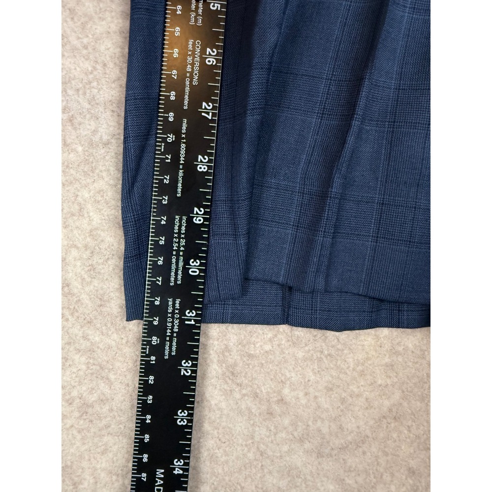 Jos. A. Bank Dress Pants 41x30.5 Blue Glen Plaid Flat Front Trousers Mens - Picture 7 of 9